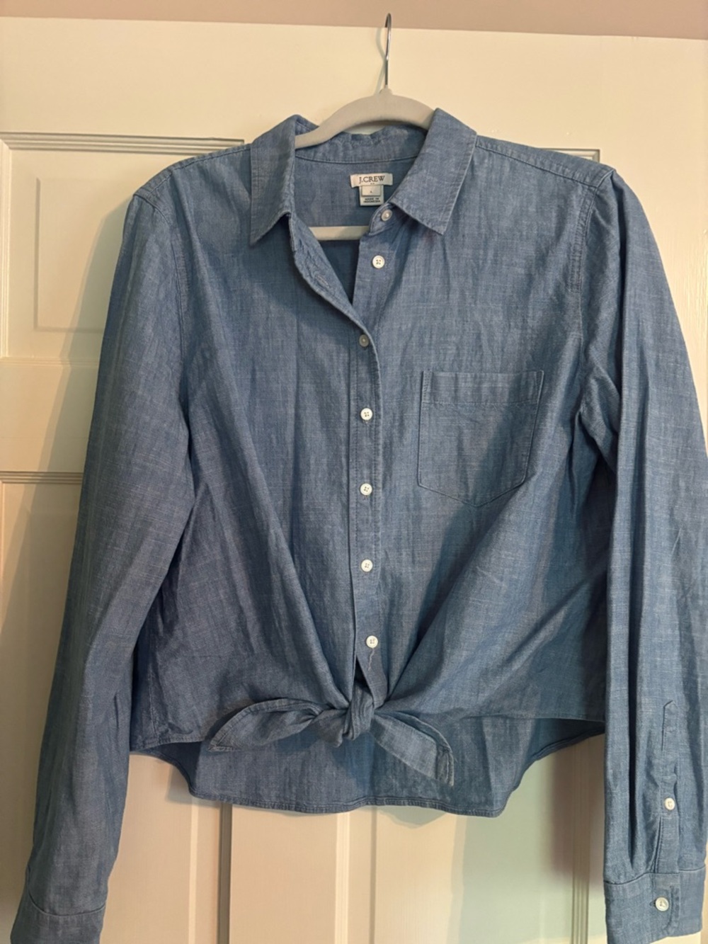 J.Crew Light Blue Button-Down Tie-Front Shirt L